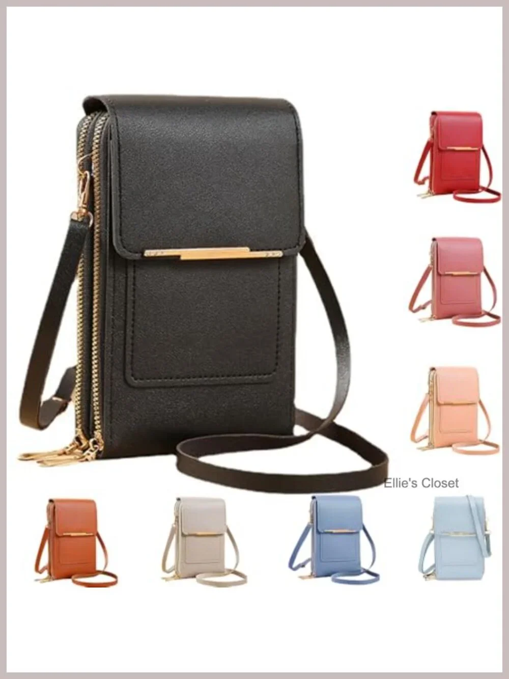 Anti-Theft RFID Blocking Crossbody Phone Purse with Touchscreen Window PU